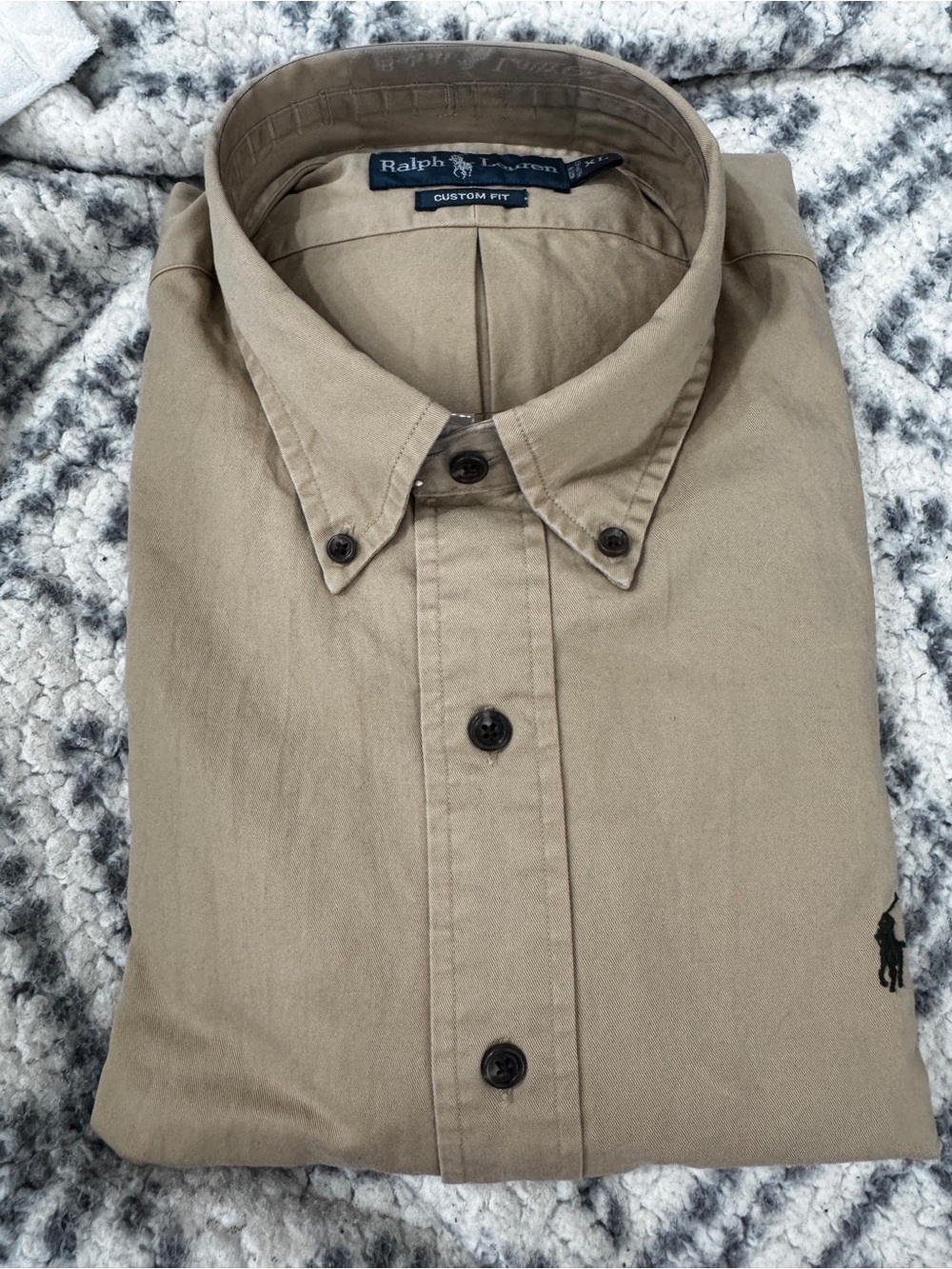 NEW XL Ralph Lauren Men’s Tan Brown Button-Down Casual Custom fit Shirt - Picture 8 of 10